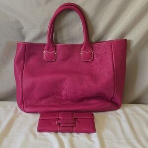 Vibrant Pink Structured Leather Tote